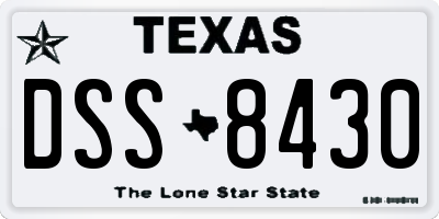 TX license plate DSS8430