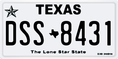 TX license plate DSS8431