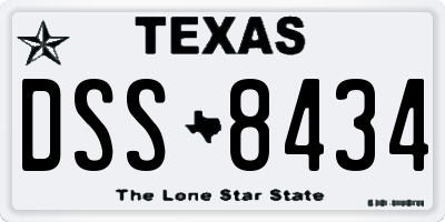 TX license plate DSS8434