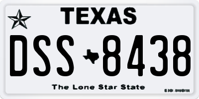 TX license plate DSS8438