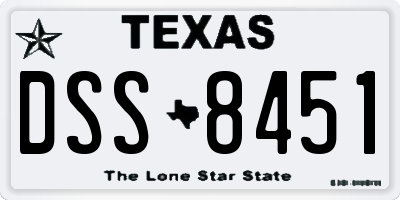 TX license plate DSS8451