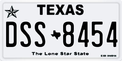 TX license plate DSS8454