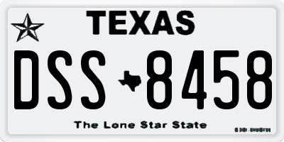 TX license plate DSS8458