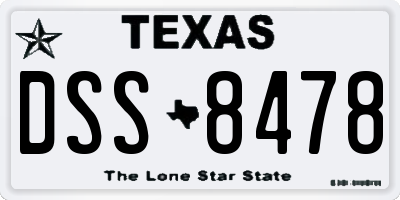 TX license plate DSS8478