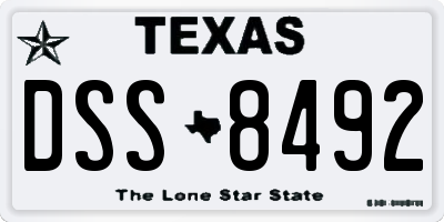 TX license plate DSS8492