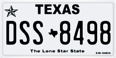 TX license plate DSS8498