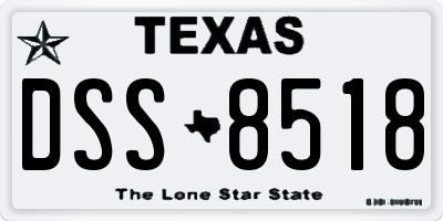 TX license plate DSS8518