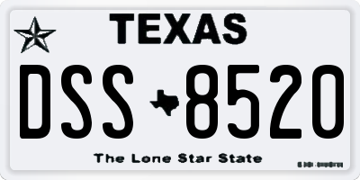 TX license plate DSS8520