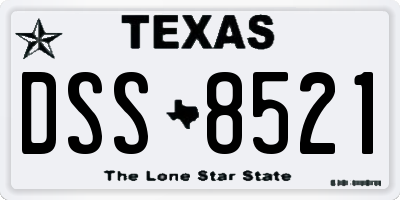 TX license plate DSS8521