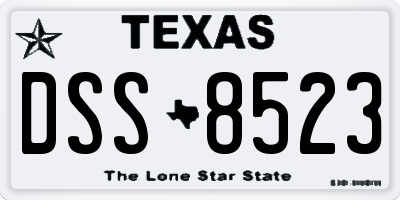 TX license plate DSS8523