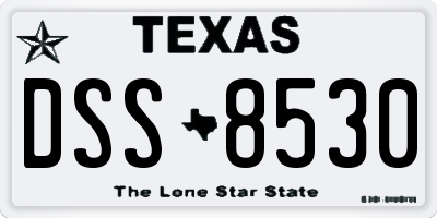 TX license plate DSS8530