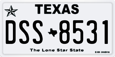 TX license plate DSS8531
