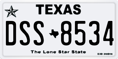 TX license plate DSS8534