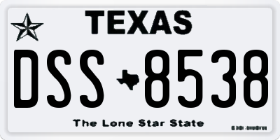 TX license plate DSS8538