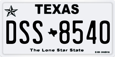 TX license plate DSS8540