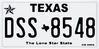 TX license plate DSS8548