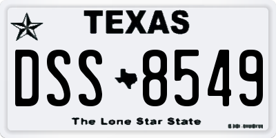 TX license plate DSS8549