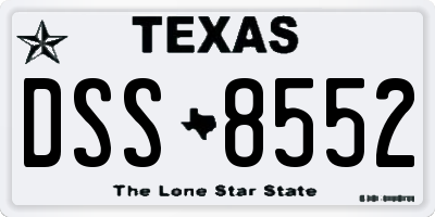 TX license plate DSS8552