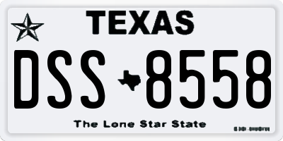 TX license plate DSS8558