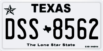 TX license plate DSS8562