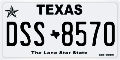 TX license plate DSS8570