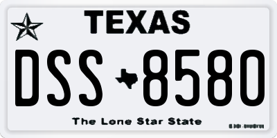 TX license plate DSS8580
