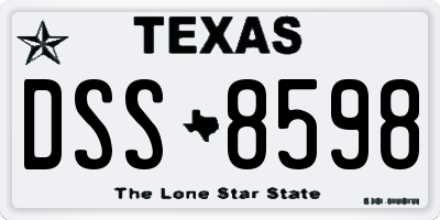 TX license plate DSS8598