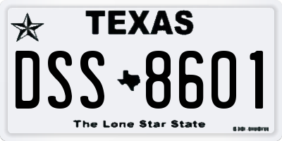 TX license plate DSS8601