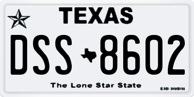 TX license plate DSS8602