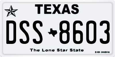 TX license plate DSS8603