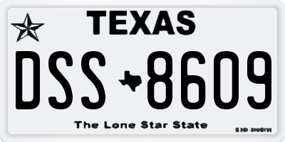 TX license plate DSS8609