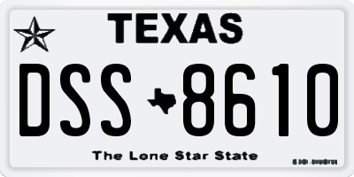 TX license plate DSS8610