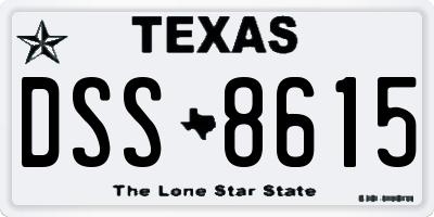 TX license plate DSS8615