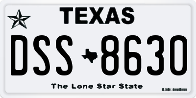 TX license plate DSS8630