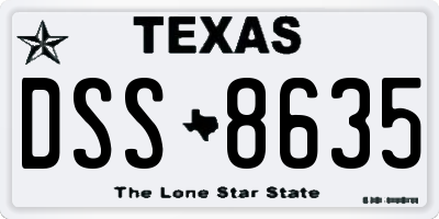 TX license plate DSS8635