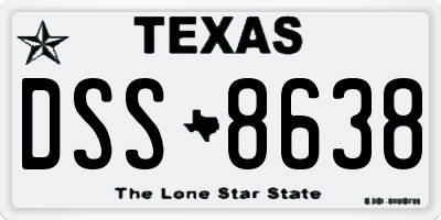 TX license plate DSS8638