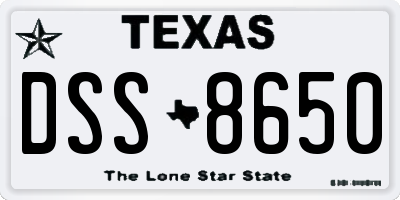 TX license plate DSS8650