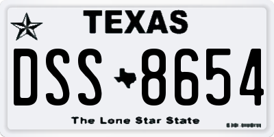 TX license plate DSS8654