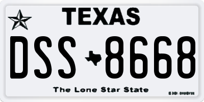 TX license plate DSS8668