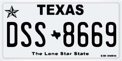 TX license plate DSS8669