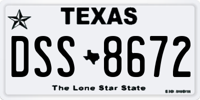 TX license plate DSS8672