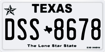 TX license plate DSS8678