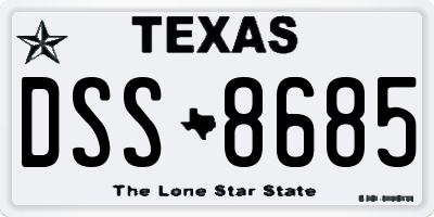 TX license plate DSS8685
