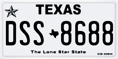 TX license plate DSS8688