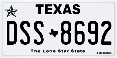 TX license plate DSS8692
