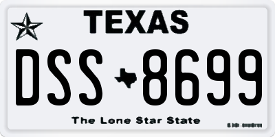 TX license plate DSS8699