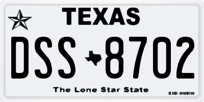 TX license plate DSS8702