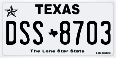 TX license plate DSS8703