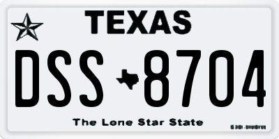 TX license plate DSS8704