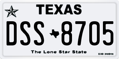 TX license plate DSS8705